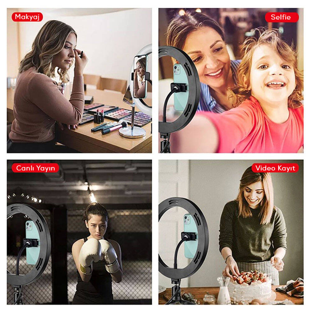 Zore MJ38 RGB 25W Ring Light Canlı Yayın 38cm USB'li ve Telefon Stand Siyah