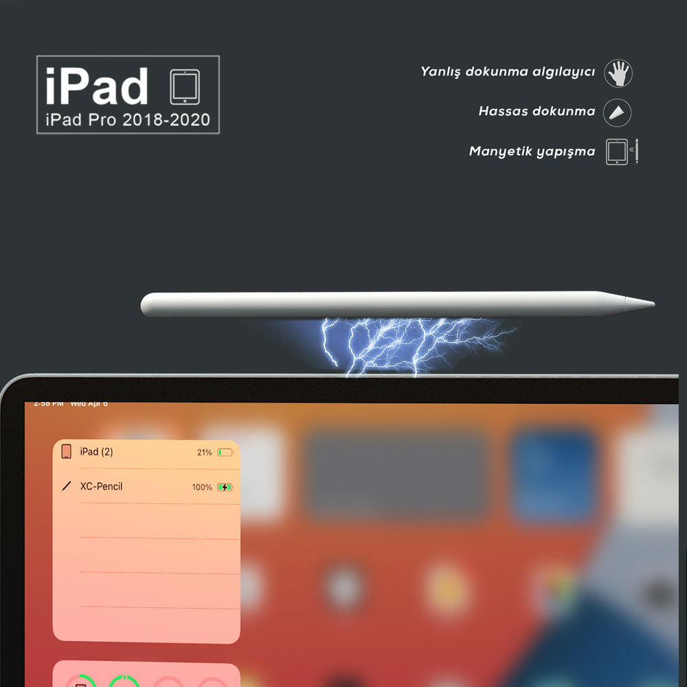 Zore Pencil 11 Palm-Rejection Magnetik Şarj ve Eğim Özellikli Dokunmatik Çizim Kalemi Beyaz