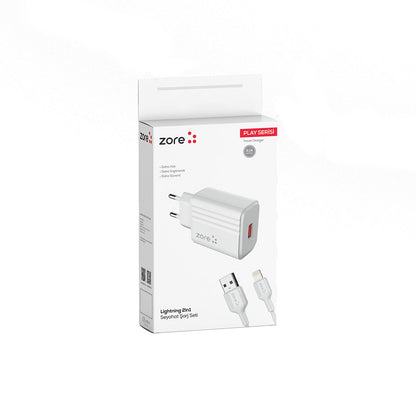 Zore Play Serisi PL1 Lightning 2in1 Seyahat Şarj Aleti 12W Beyaz