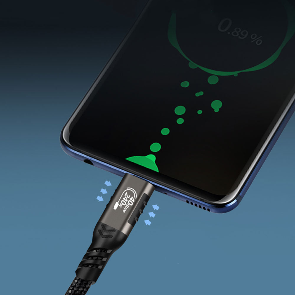 Zore QG01 Type-C to Type-C USB4 PD Data Kablosu 240W 40Gbps 8K@60Hz 0.2 Metre Siyah