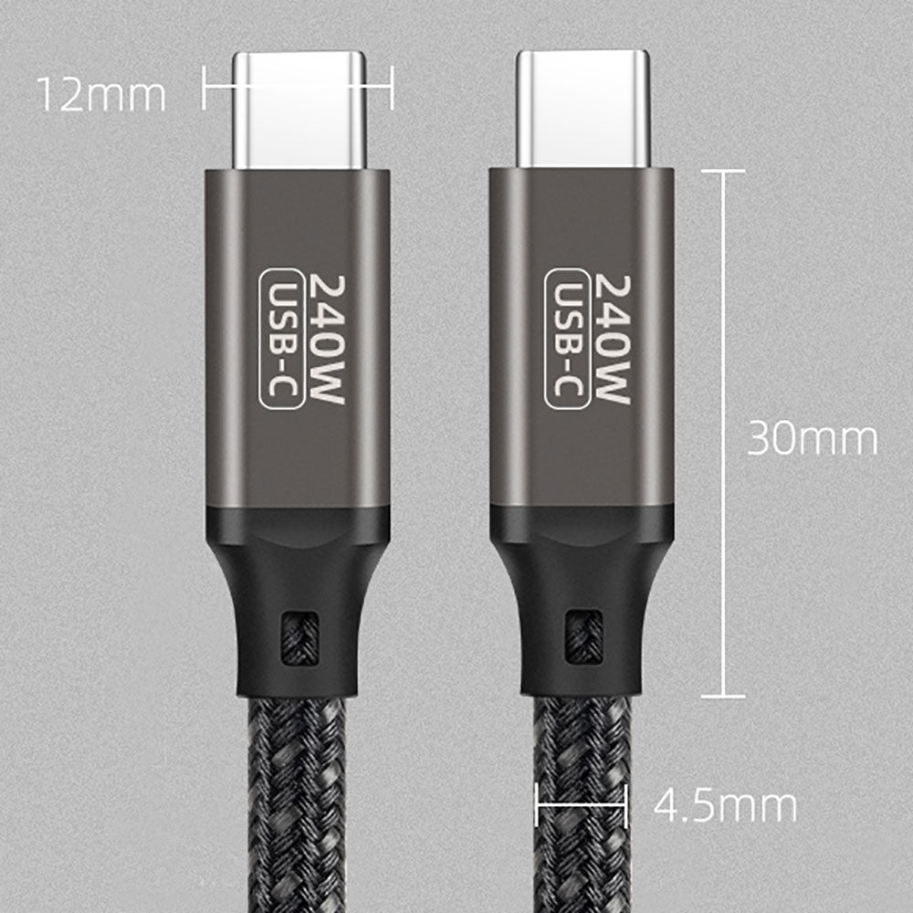 Zore QG02 Type-C to Type-C PD3.1 Data Kablosu 240W 480Mbps 1.5 Metre Siyah