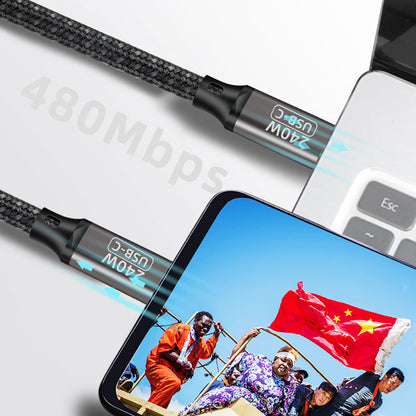 Zore QG02 Type-C to Type-C PD3.1 Data Kablosu 240W 480Mbps 2 Metre Siyah