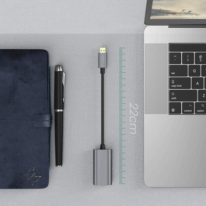 Zore QG03 USB-A to RJ45 USB3.0 Ethernet Dönüştürücü Kablo 1000Mbps 22cm Siyah