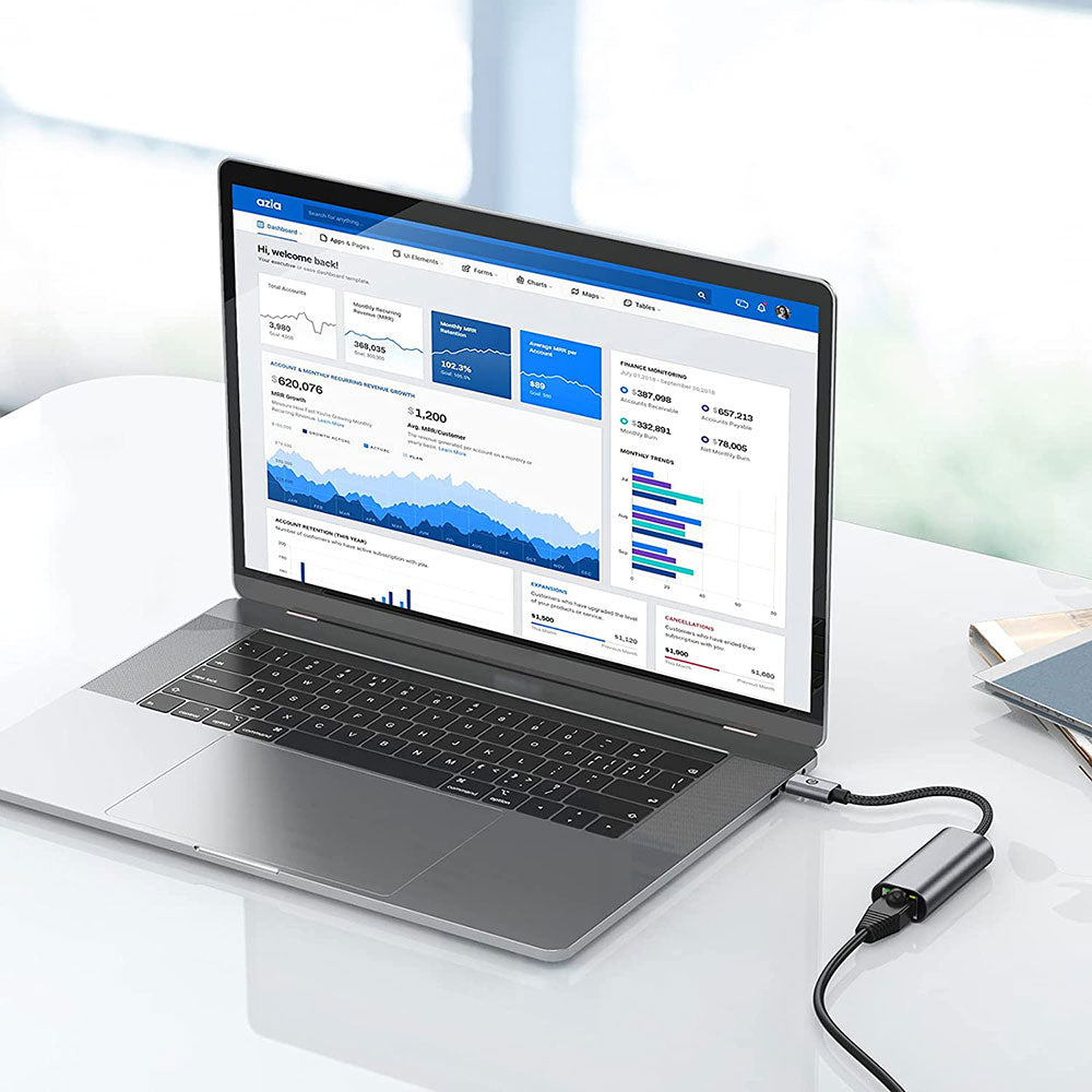 Zore QG04 Type-C to RJ45 Ethernet Dönüştürücü Kablo 1024Mbps 22cm Siyah