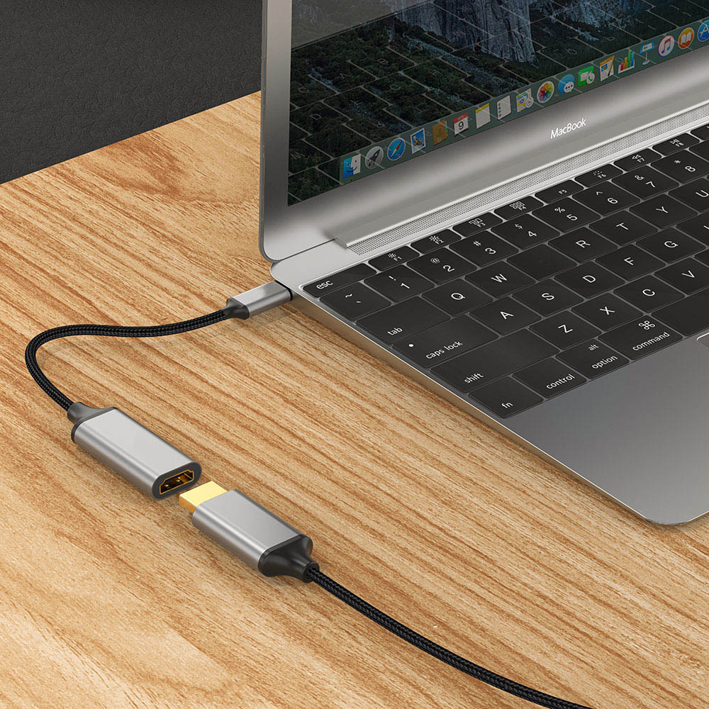 Zore QG05 8K 60 Hz Görüntü Kalitesi Type-C to HDMI Dönüştürücü 15cm Gri