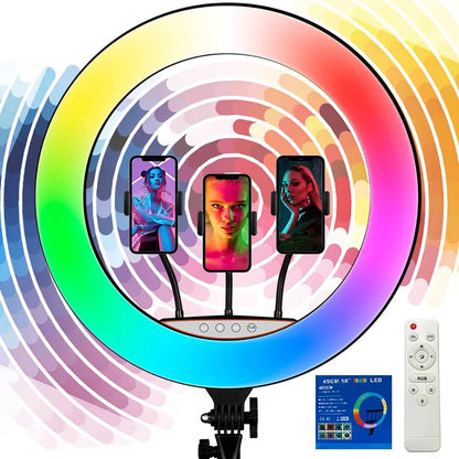 Zore RGB Light 45cm Işıklı Telefon Tutucu Ring Light Siyah