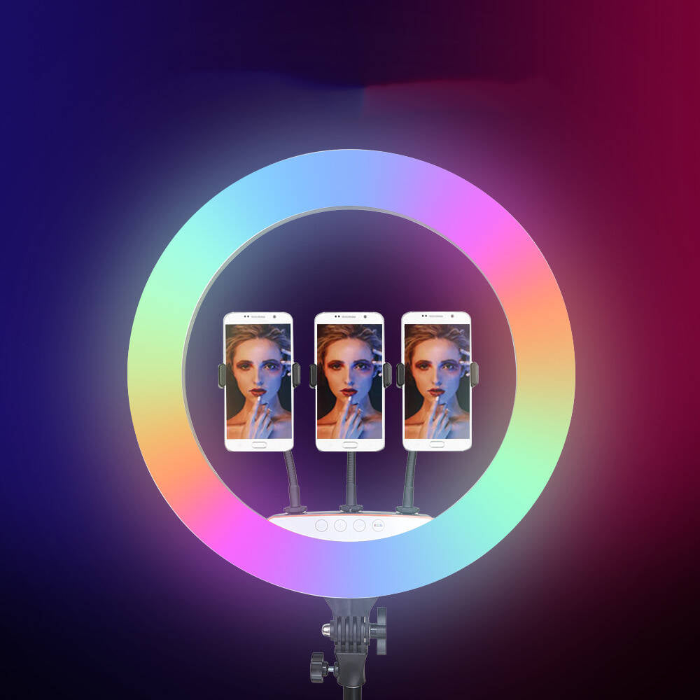 Zore RGB Light 56cm Işıklı Telefon Tutucu Ring Light Siyah