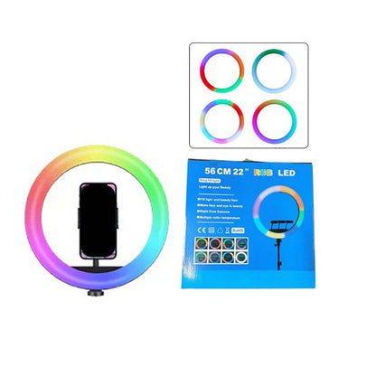 Zore RGB Light 56cm Işıklı Telefon Tutucu Ring Light Siyah