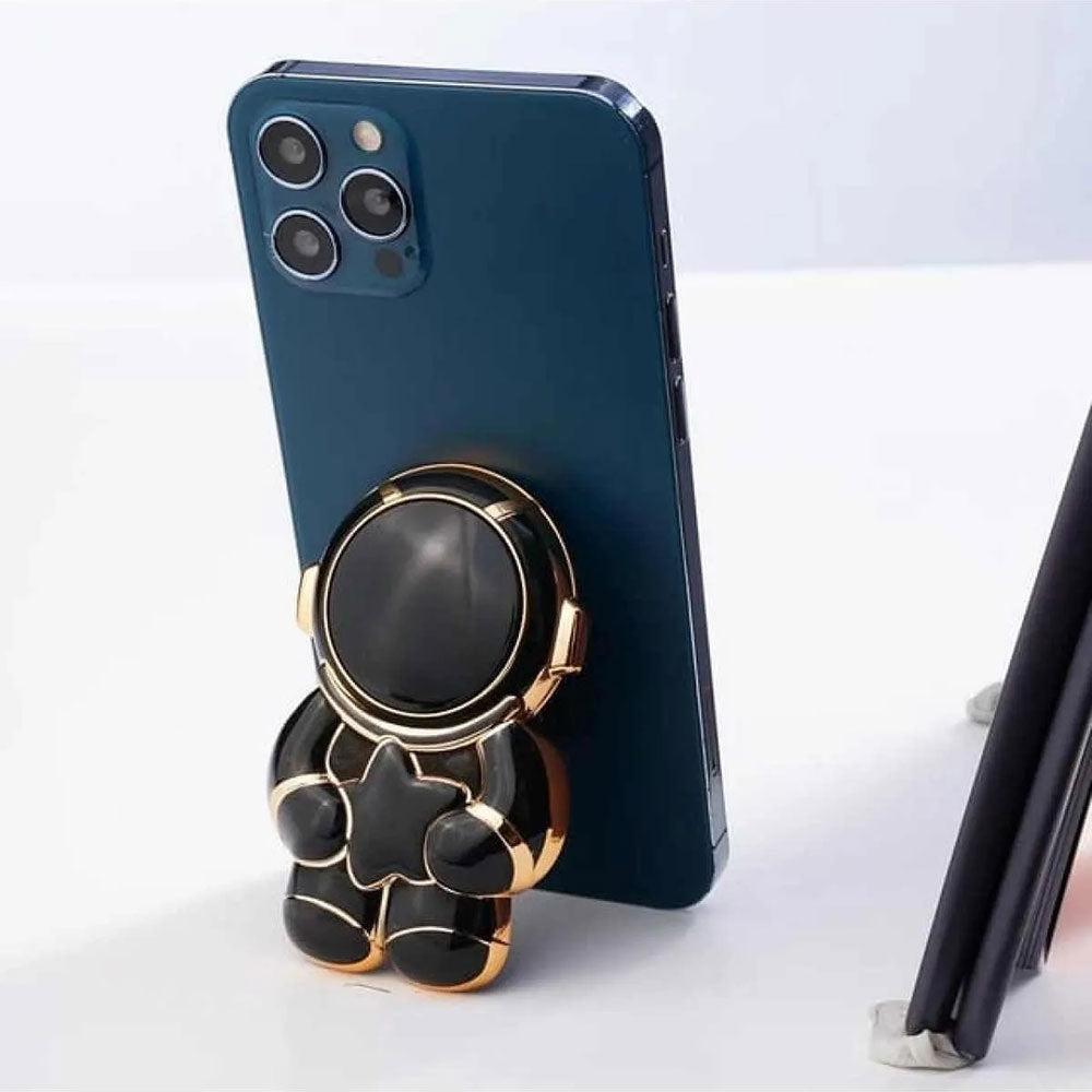 Zore Space Yıldızlı Astronot Figürlü Cep Telefonu Standı Siyah