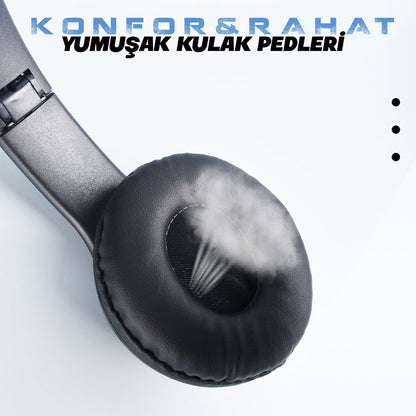 Zore ST95 Güçlü Ses Özelliği Ayarlanabilir ve Katlanabilir Kulak Üstü Bluetooth Kulaklık Siyah