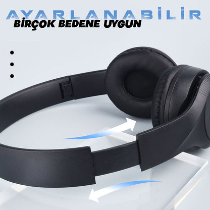 Zore ST95 Güçlü Ses Özelliği Ayarlanabilir ve Katlanabilir Kulak Üstü Bluetooth Kulaklık Siyah