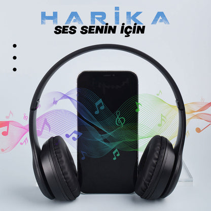 Zore ST95 Güçlü Ses Özelliği Ayarlanabilir ve Katlanabilir Kulak Üstü Bluetooth Kulaklık Siyah