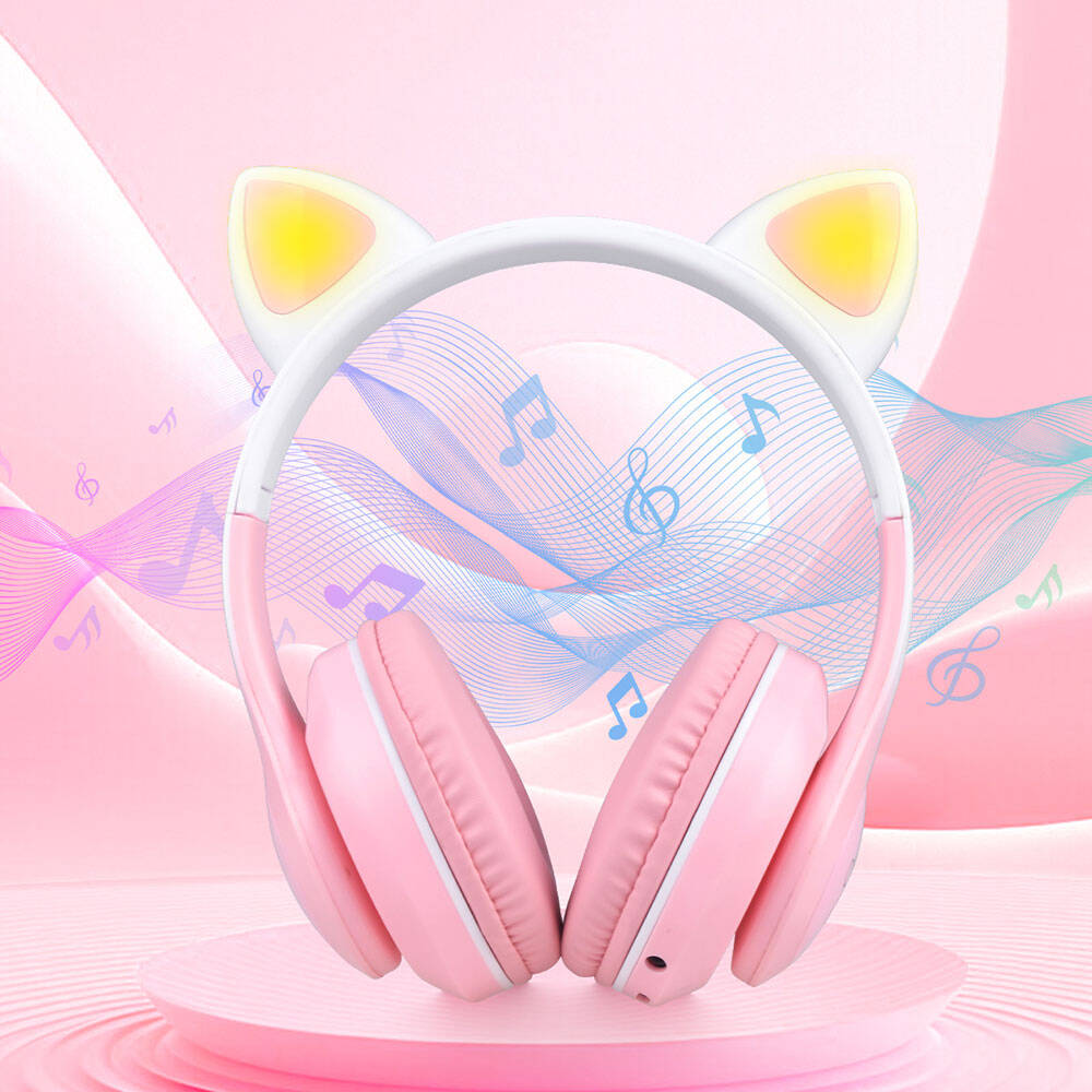 Zore STN-28 Pro Kedi Kulaklı Tasarımlı RGB Işıklı Bluetooth Kulaklık Mavi